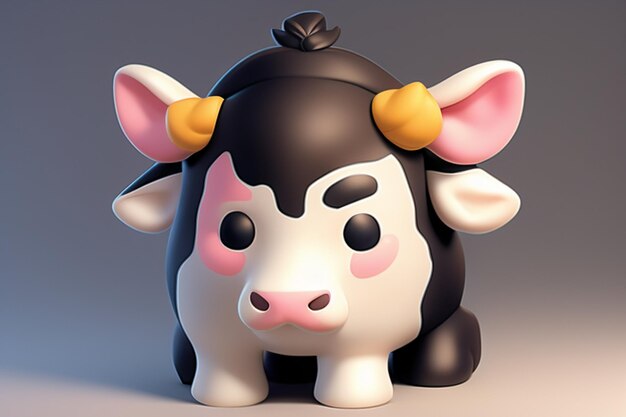 Dairy cow illustration 3D rendering game character icon cartoon cute milk cow animal advertisement