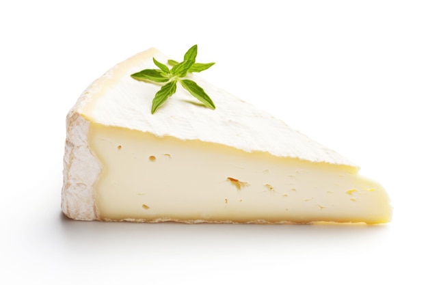 Dairy delight Isolated slice of tangy goat cheese Camembert or Brie presents a delicious and gourmet experience in the realm of dairy cuisine