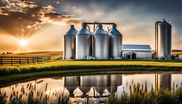 Dairy Farm with Silos