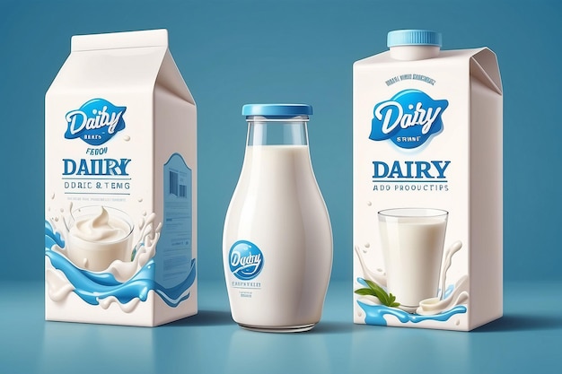 Dairy poster Milk products ads placard decent vector template