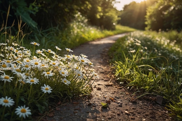 Daisies along a country lane