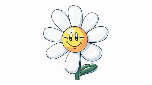 Photo daisies blossom with smiling emoticon