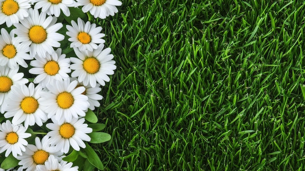 Photo daisies and green grass