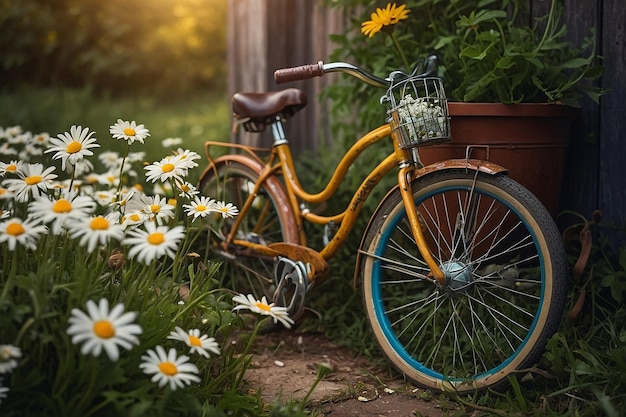 Daisies and a vintage bicycle