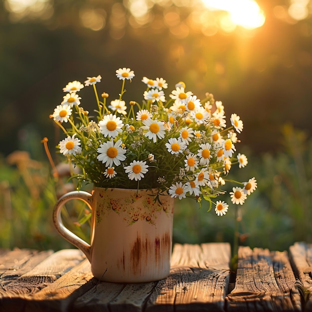 Daisies in Vintage Mug