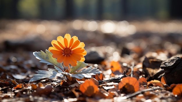 Daisy Amidst Fallen Leaves