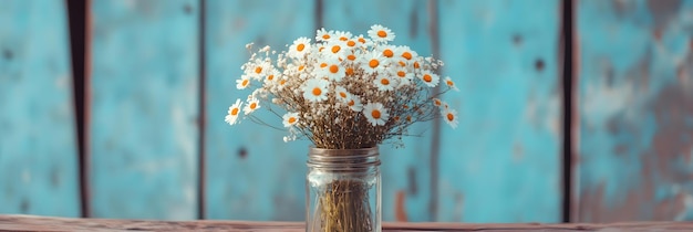 Photo daisy bouquet arranged in mason jar