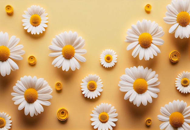 daisy daisies on yellow background