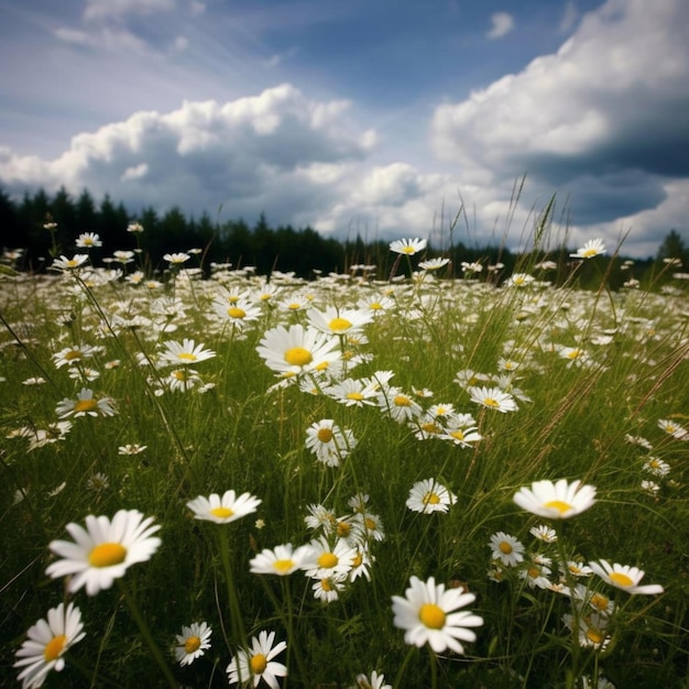 Daisy field landscape for wallpapers