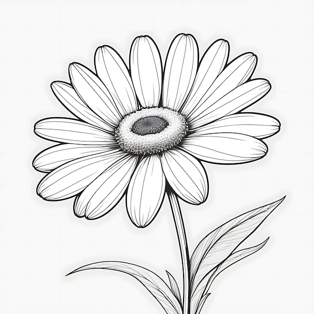 Photo daisy flower line art design of coloring page white background