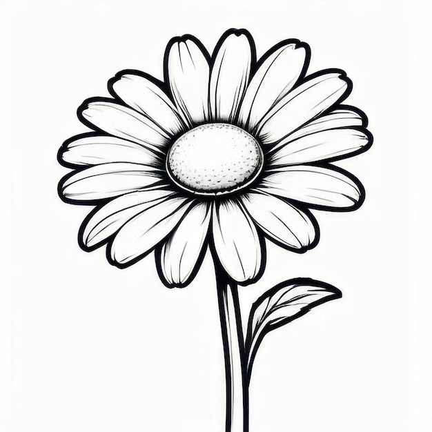 Photo daisy flower outline black and white cute coloring book