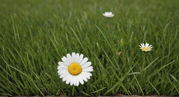 Photo a daisy is in the grass with a yellow center