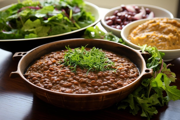 Photo dal makhani with a side of salad greens