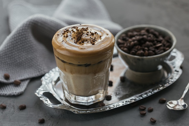 Dalgona whipped coffee, instant, cream, iced coffee