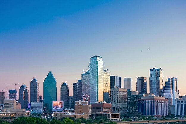 Photo dallas radiance a sunset symphony over the city skyline in the background