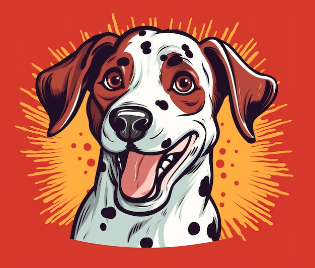 A dalmatian dog with a red background