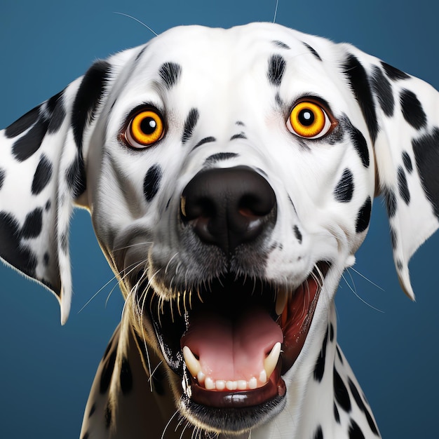 dalmatian portrait on blue AI generated image