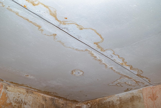 Damage ceiling from water pipelines leakage Housing problem concep