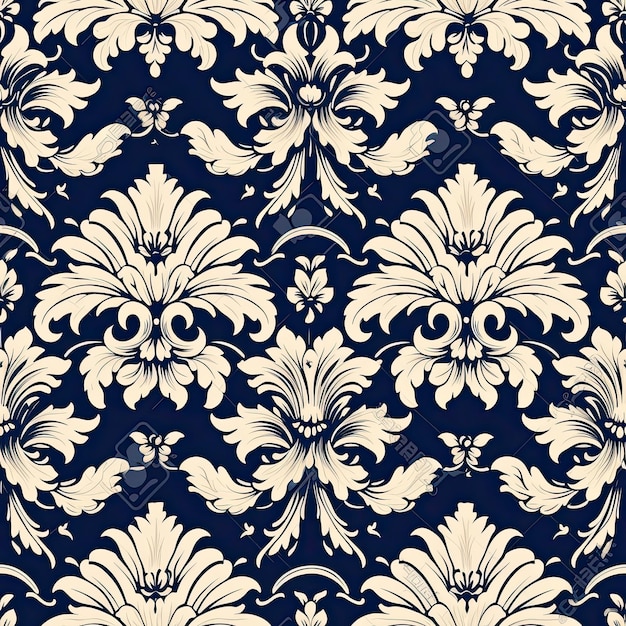 Damask seamless pattern template symmetric classica AI Generated