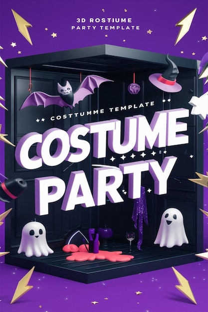 Photo dance and celebrate with a costume party poster full of halloween fun