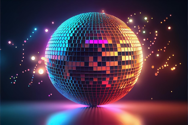 Dance disco party neon party place illustration AI