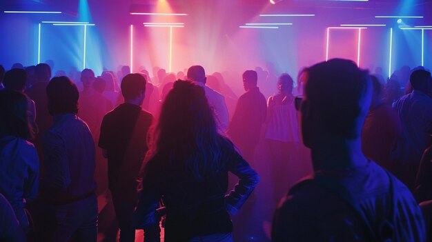 Photo a dance party at a nightclub with a vibrant light show