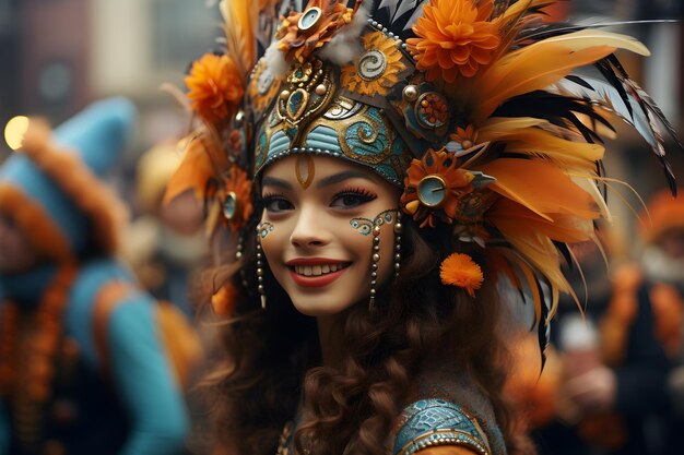 Dancer with a captivating smile at carnival