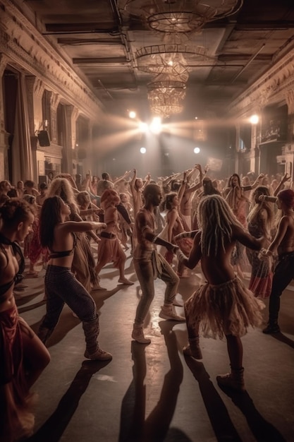 dancers in a ballroom with a crowd of people dancing generative ai