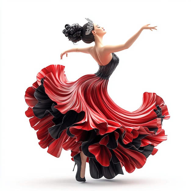 Dancing Ballerina in Red Dress