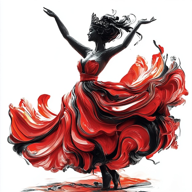 Dancing Ballerina in Red Dress