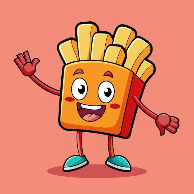 Photo dancing cartoon french fries with happy smile