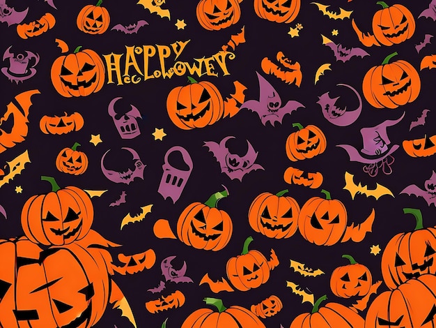 Dancing Halloween skeletons and pumpkins pattern Great for spooky holiday wallpaper backgrounds