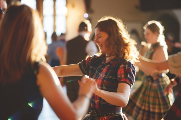 Dancing to lively Scottish tunes in a ceilidh work generative ai