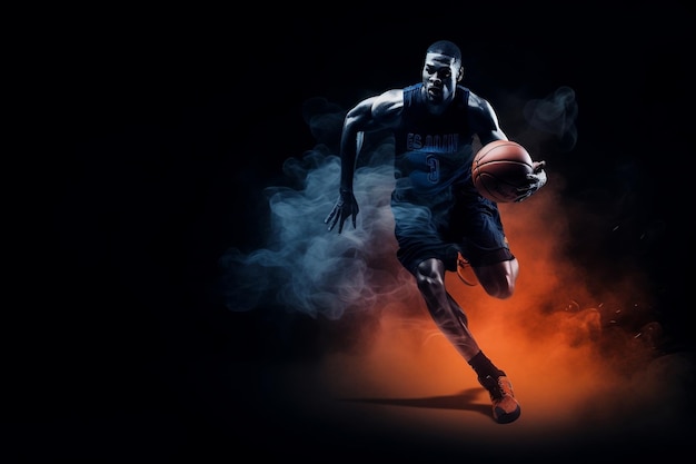 Dancing with Smoke A Basketball Player's Dribble Generative Ai