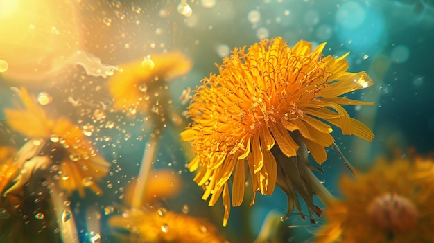 Dandelion day April 5th holiday of flower photo ilustration Generate Ai