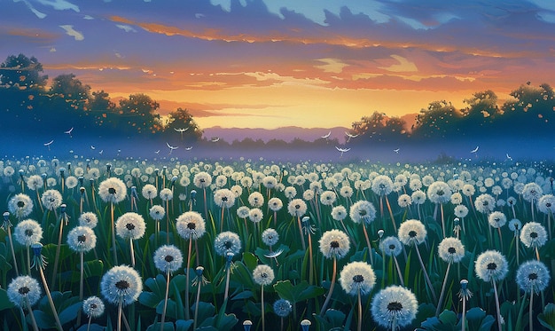 Dandelion Field in the Golden Hour