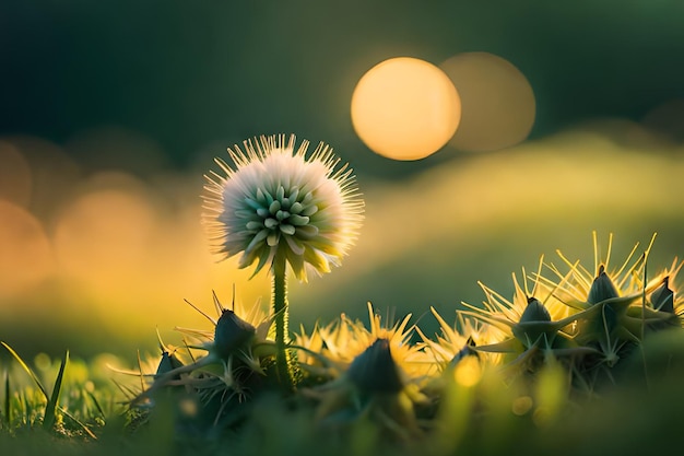 A dandelion flower in the sunlight