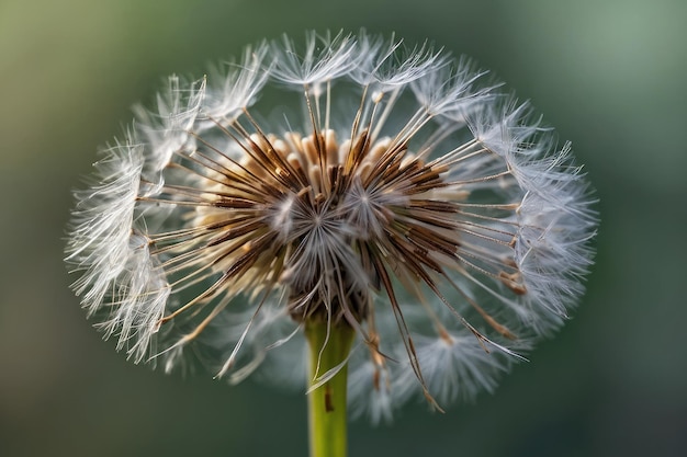 Dandelion seed head against blurred background