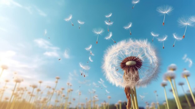 Dandelion Seeds Floating In The Wind