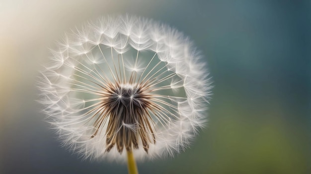 Photo dandelion seeds macro view of a dandelion puff with seeds ready to disperse