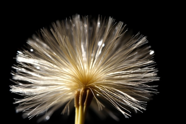 A dandelion that is in the dark