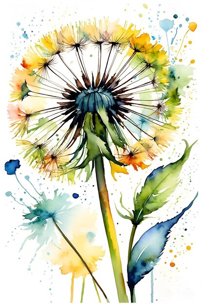 Dandelion Wall Art Print and Watercolor Painting Botanical Decor