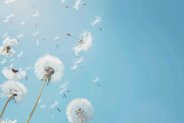 Photo dandelion wishes in blue sky