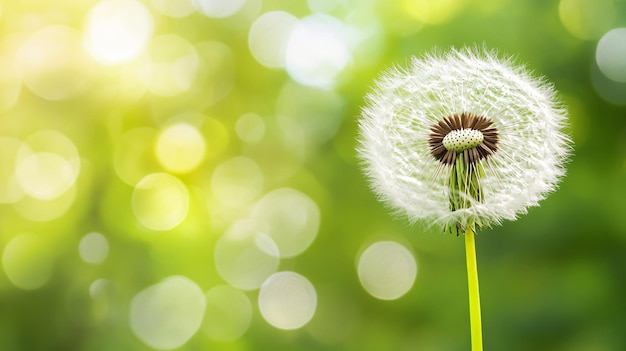 Photo a dandelion with the sun shining on the background