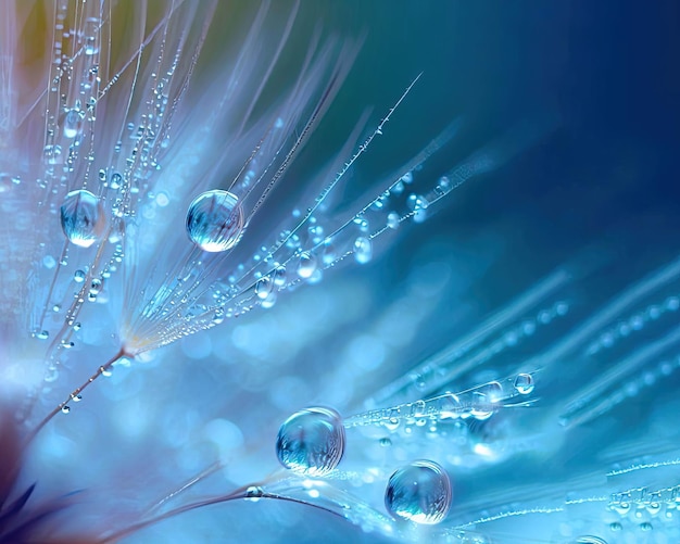 A dandelion with water droplets on it