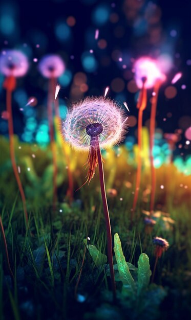 A dandelions blowing in the wind generative ai