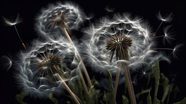 Dandelions blowing in the wind Generative ai