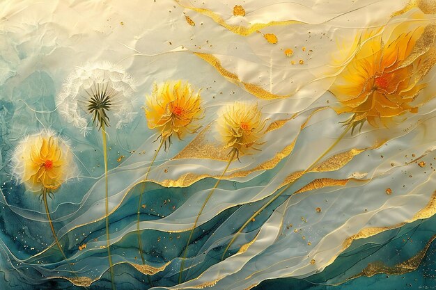 Dandelions is a watercolor painting of a flower high quality high resolution