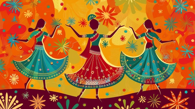 Dandiya dance diwali diwali background for greeting card