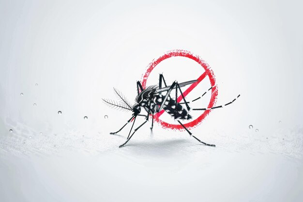 Photo danger alert with mosquito silhouette on white background generative ai